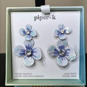 Piper K | Hawaiian Dangle 🌺 Cubic Zirconia Hand Painted Earrings
